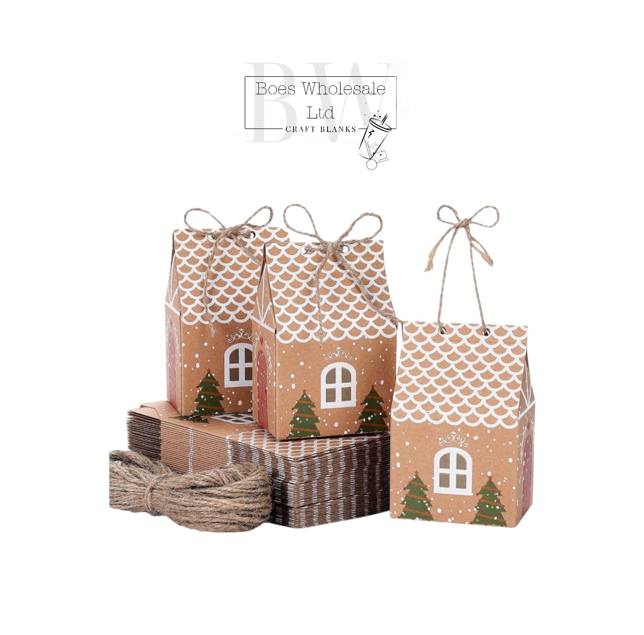 Small Christmas Gingerbread House Gift Boxes - 10 Pack