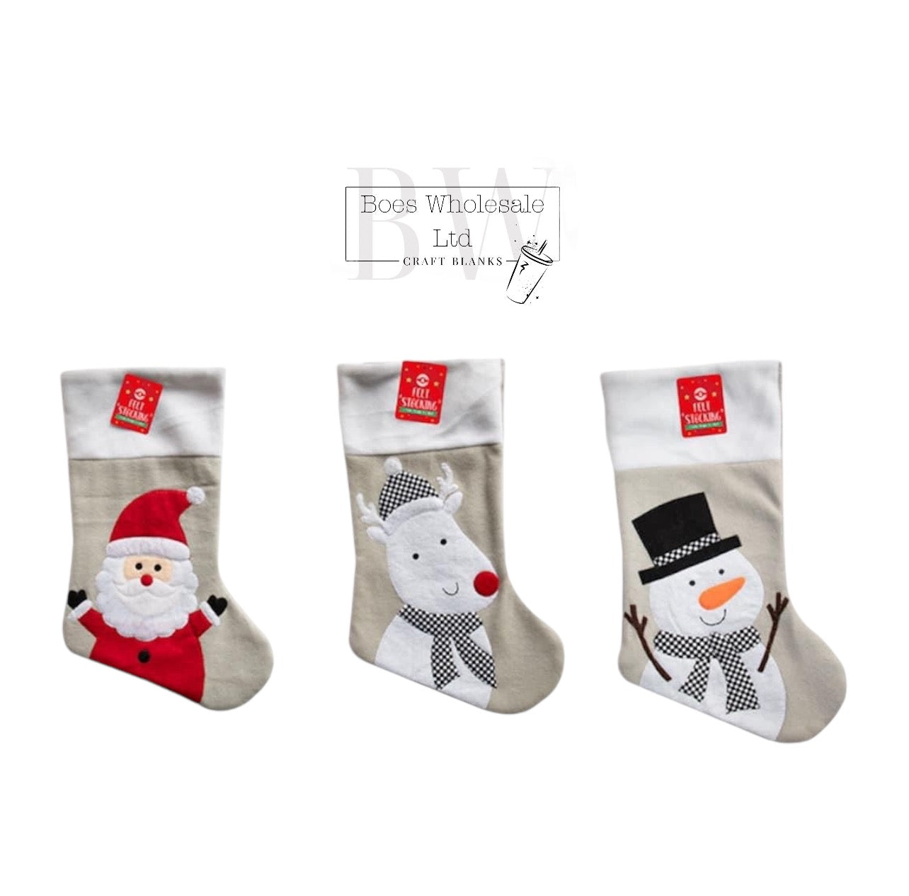 Grey Felt Character Christmas Stocking