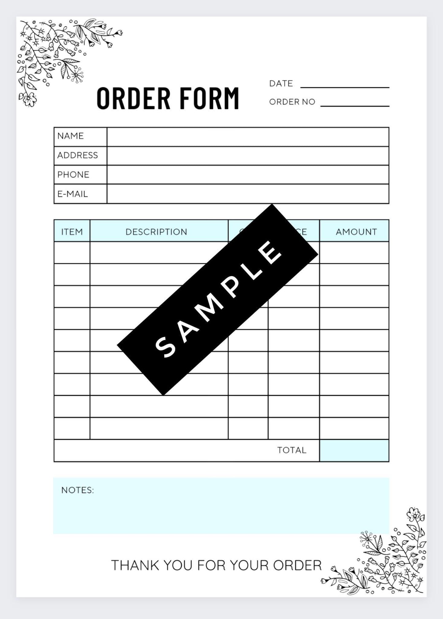 New Style Order Form Pads - 50 Sheets