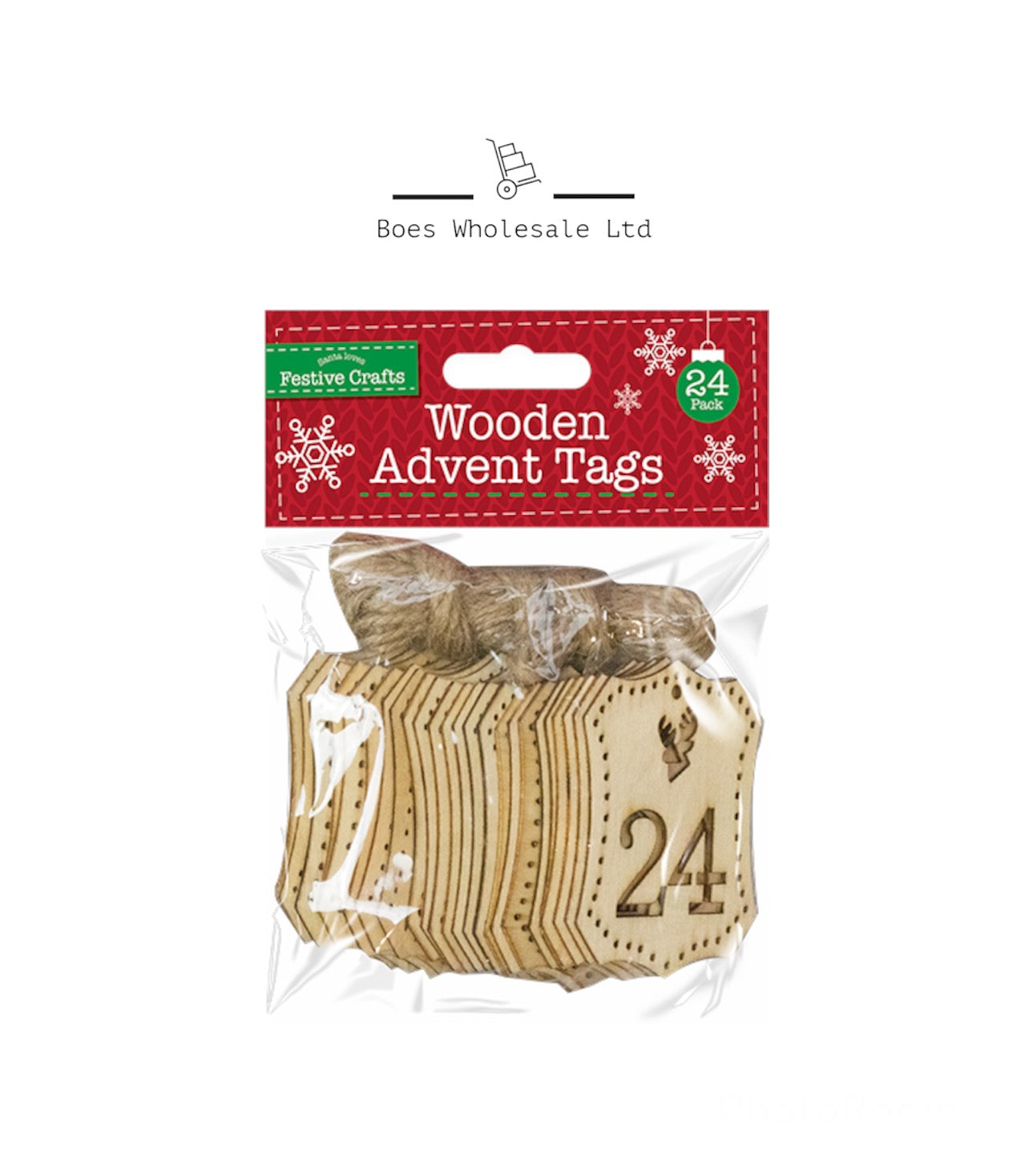 Wooden Advent Tags 24 Pack