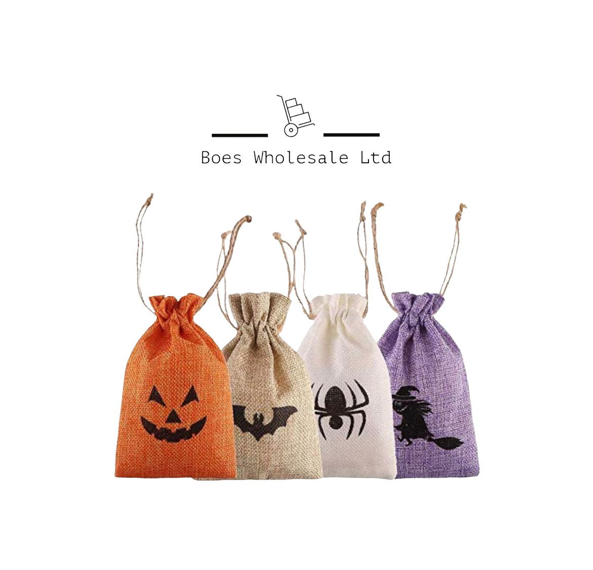 Jute/Burlap Halloween Treat Drawstring Pouches/Sack