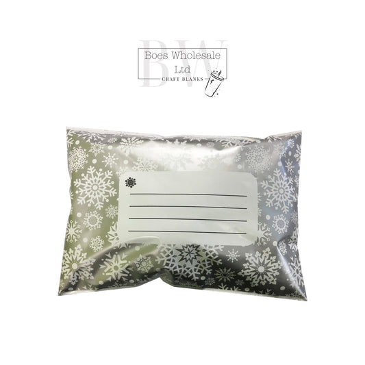 20 x Silver Snowflake Postal Bags