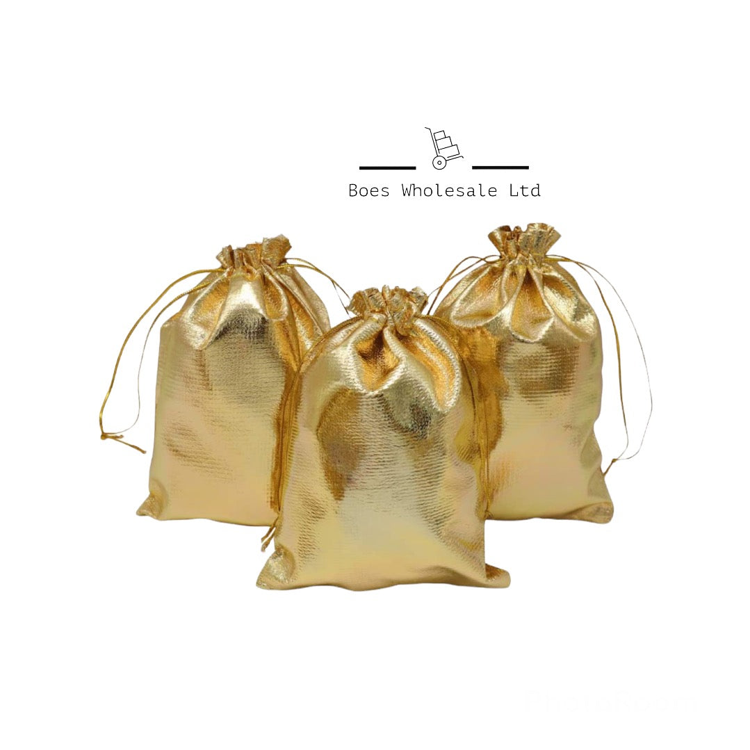 ⭐️ Christmas Gold Mini Gift Bags 10 Pack Boes Wholesale Ltd