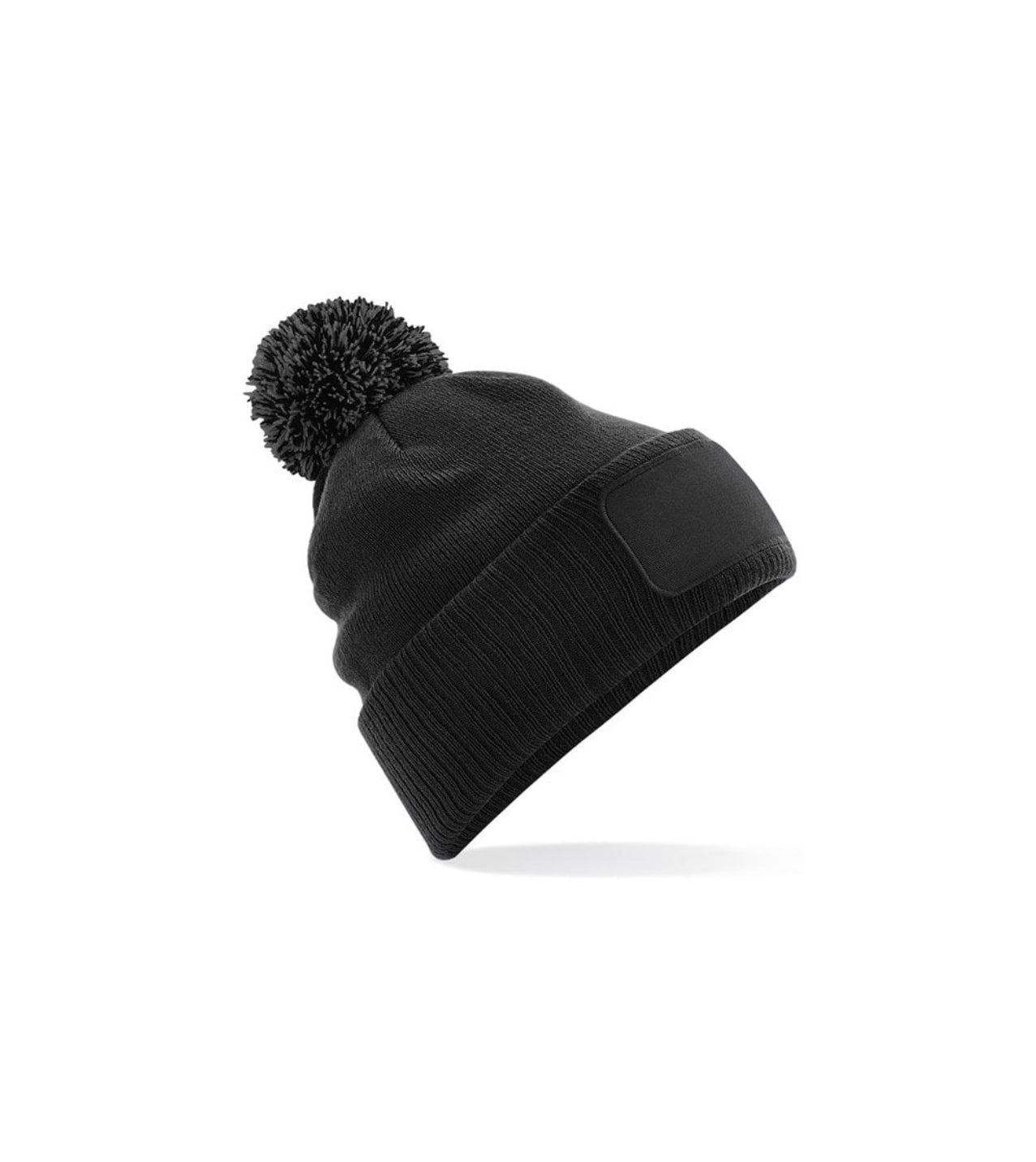 Printers Pom Pom Beanie Hat With Patch