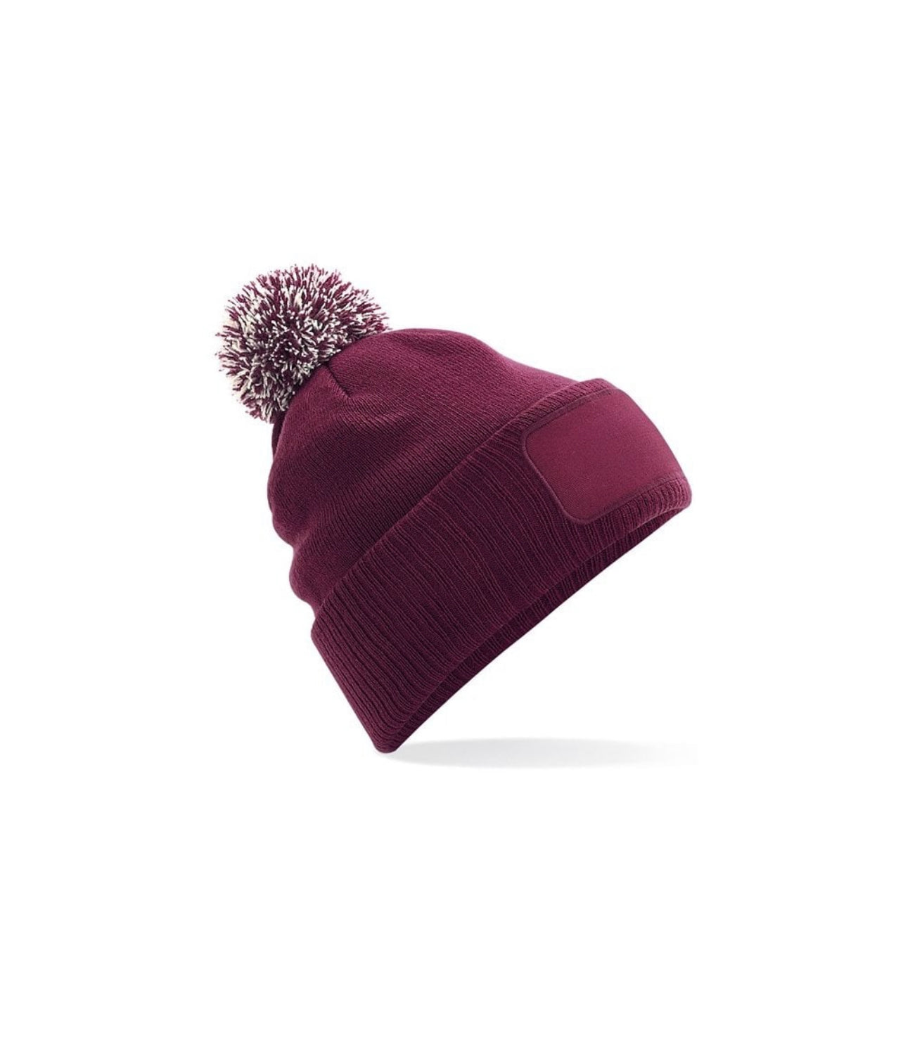 Printers Pom Pom Beanie Hat With Patch