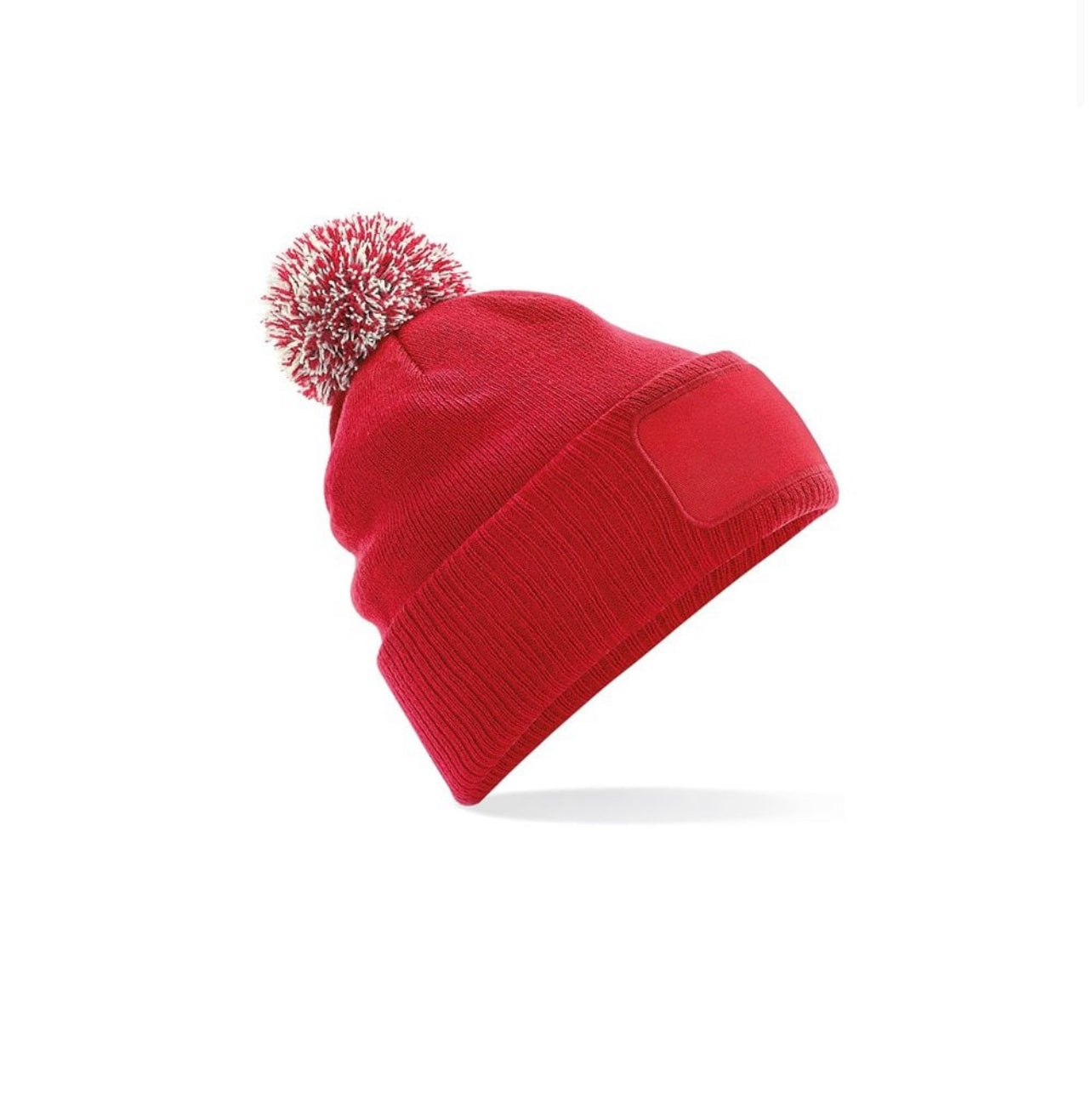 Printers Pom Pom Beanie Hat With Patch