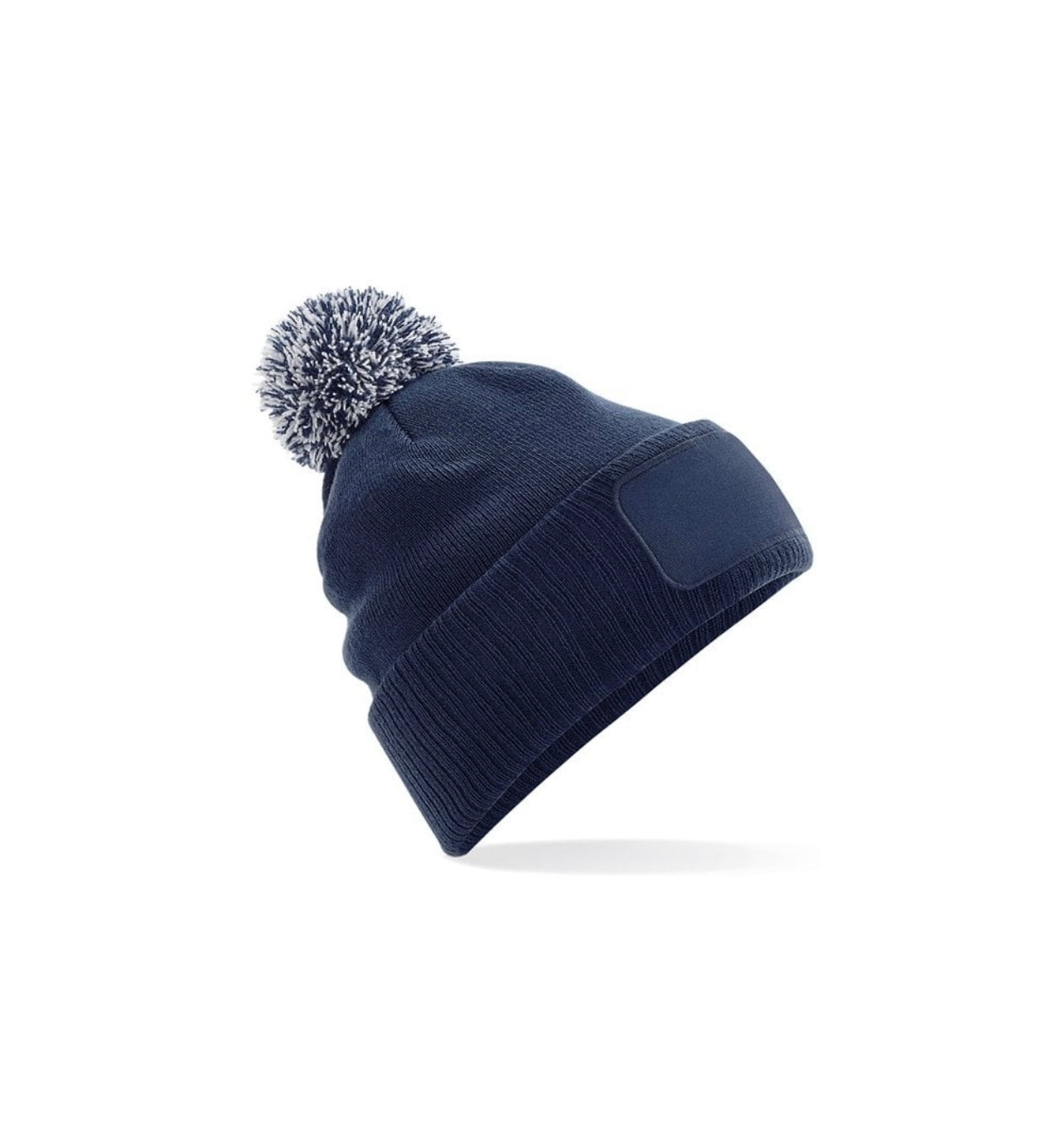 Printers Pom Pom Beanie Hat With Patch