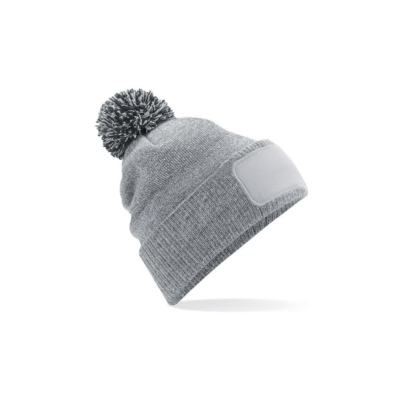 Printers Pom Pom Beanie Hat With Patch
